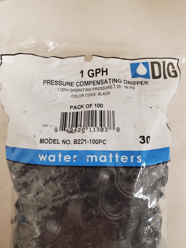 *3 100-Packs* DIG 1 GPH Compensating Drippers (B221-100PC) = 300 TOTAL gallery