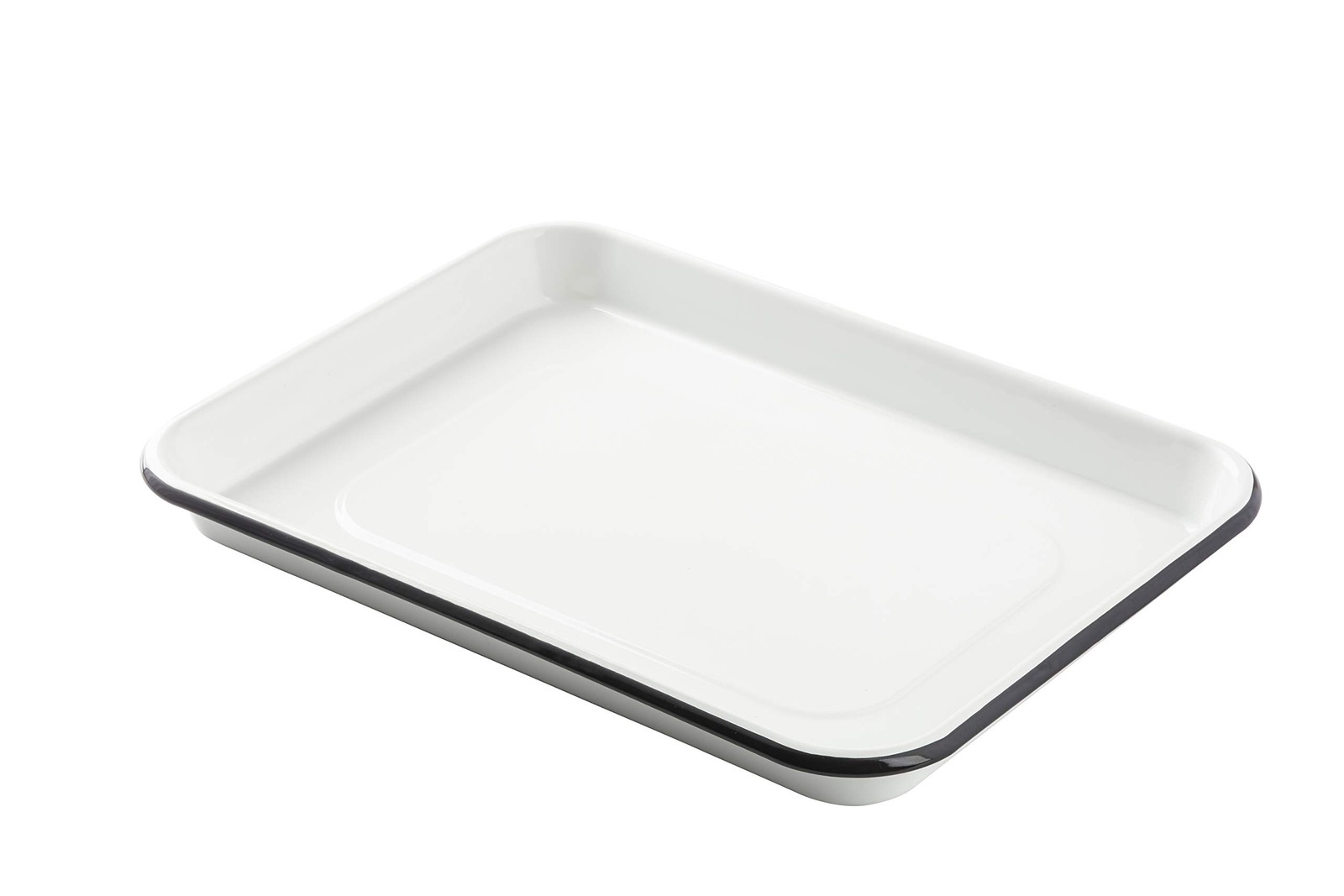 Tablecraft Sheet pan Server, 1/4 Size, Creamy White with Black Rim, 13x9.5x1.125 gallery
