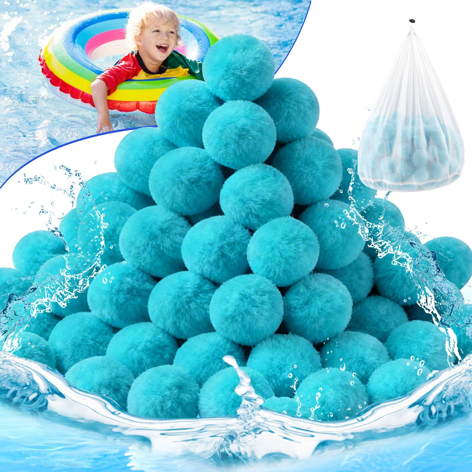 Pool Filter Balls for Sand-Filter,Eco-Friendly Fiber 3.1lbs, blue gallery