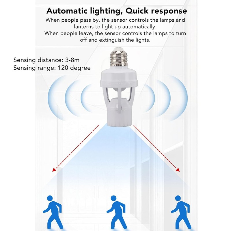 Infrared PIR Motion Sensor E27 LED Light Lamp Bulb Holder Socket Switch 110/220V gallery