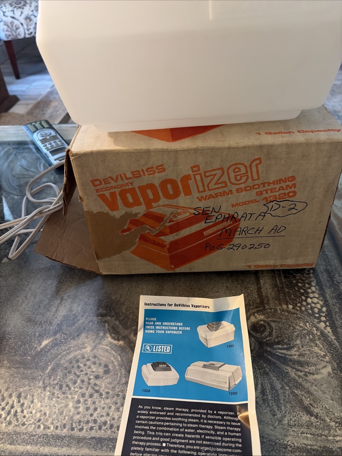 Vintage Devilbiss Cool Mist Humidifier Vaporizer Model 1320 W/orig Box & Manual gallery