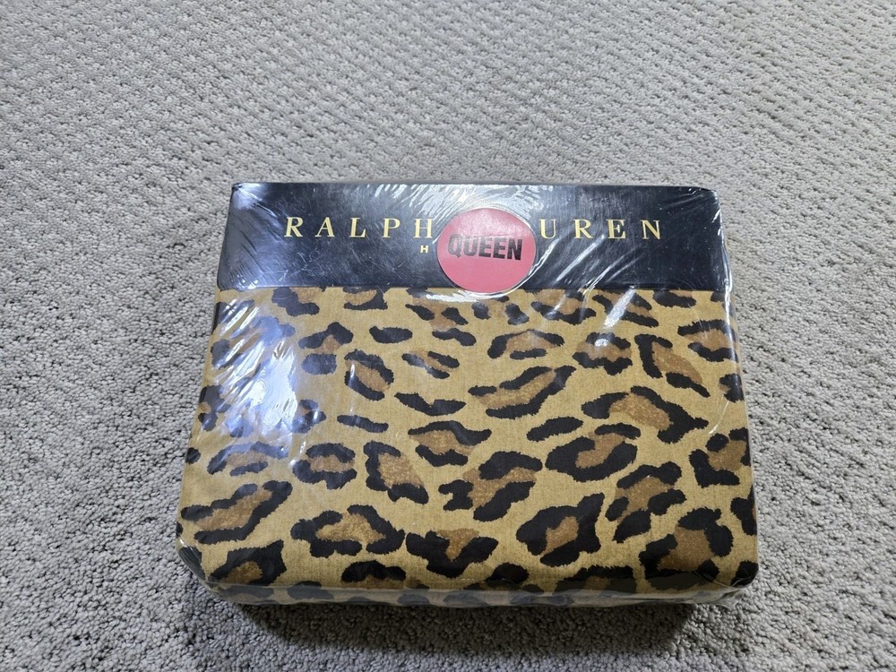 Ralph Lauren Aragon Queen Fitted Sheets New Vintage Leopard Print Sealed