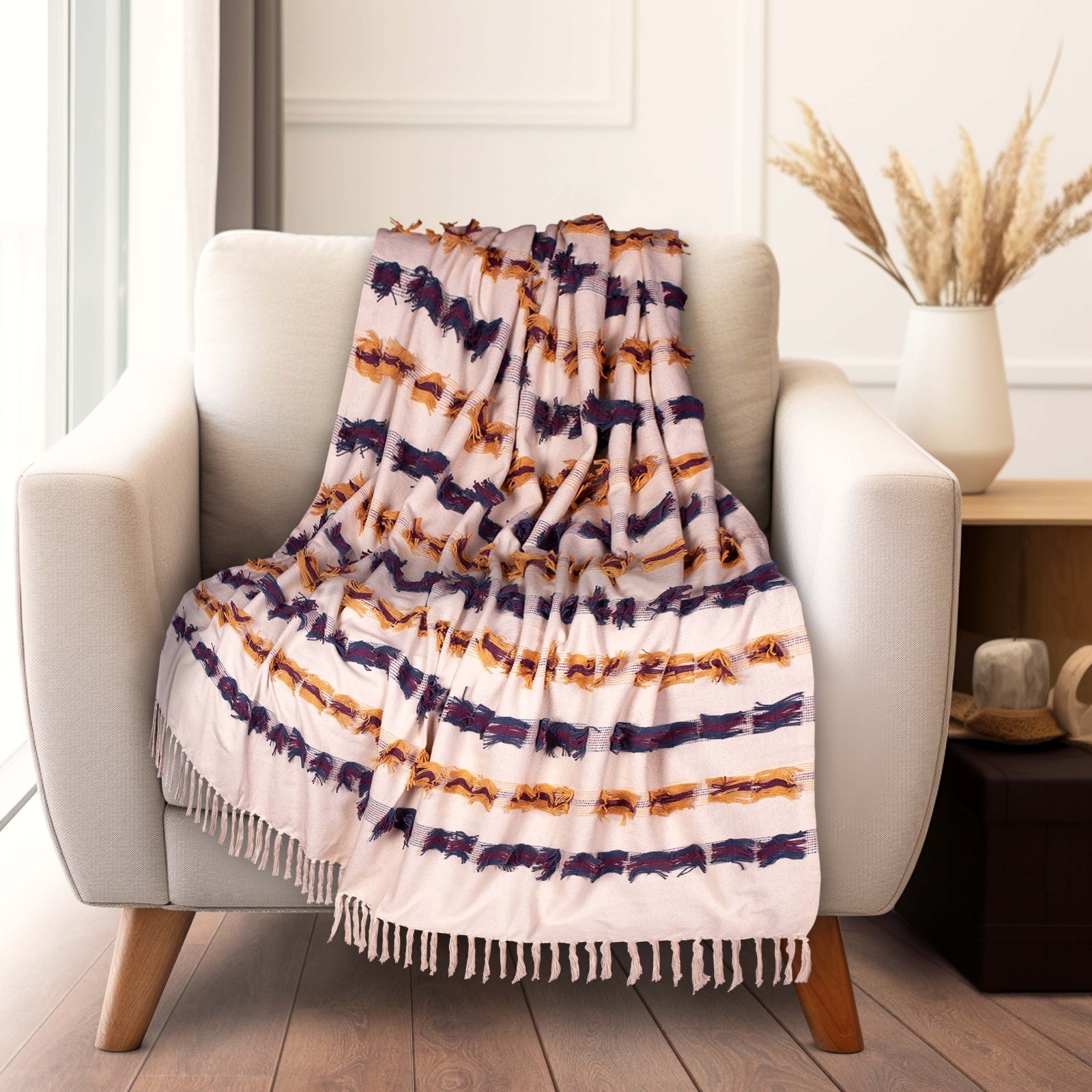 Parkland Collection Tomoko Multi Cotton Slub Throw Blanket, 50" x 60" gallery