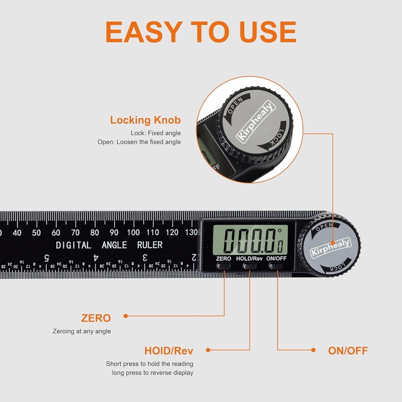 Digital Angle Finder Protractor, 7inch 200mm Gauge Professional Black gallery