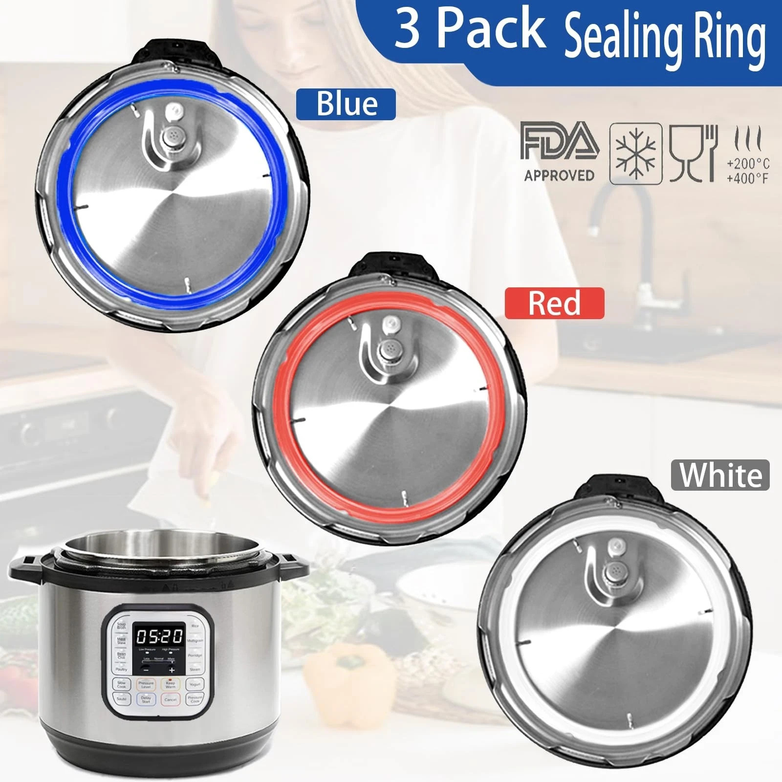 3 Pack Sealing Ring 6 Qt for Instant Pot Sealing Rings Replacement for 5/6QT gallery