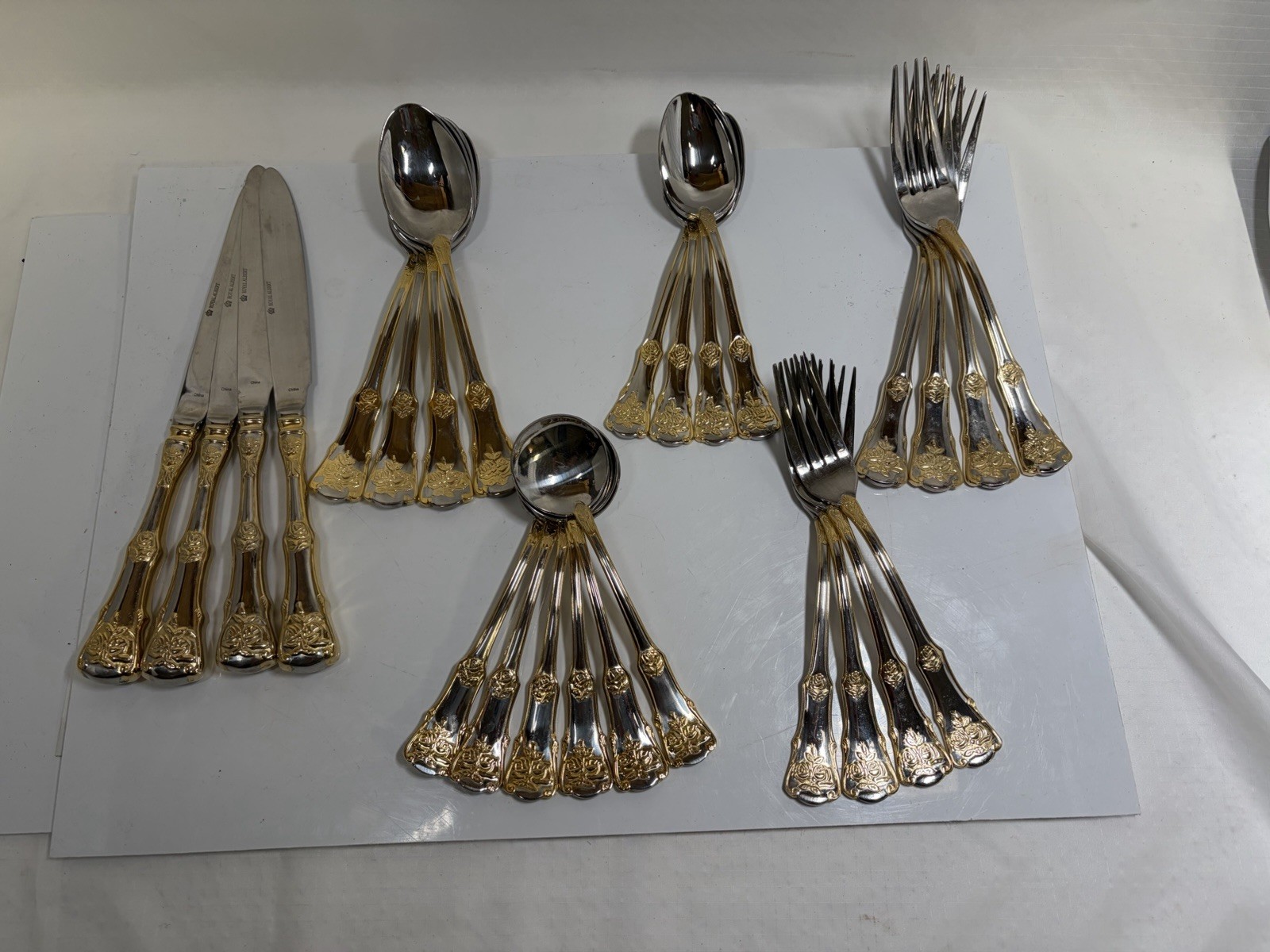 Royal Albert Old Country Roses Stainless, Gold Accent Flatware 26 Pieces E. C. gallery