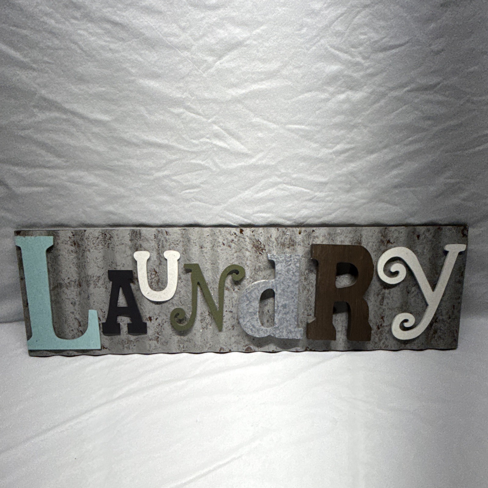 Laundry Decorative Wood Wall Sign Farmhouse Gray/Multicolor Letters 31x6 in gallery