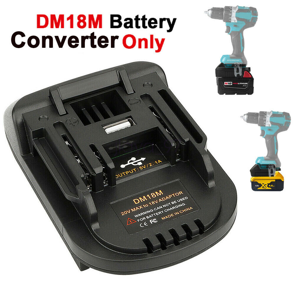 USB Battery Adapter for Dewalt 20V Milwaukee 18V Convert to Makita 18V Tool gallery