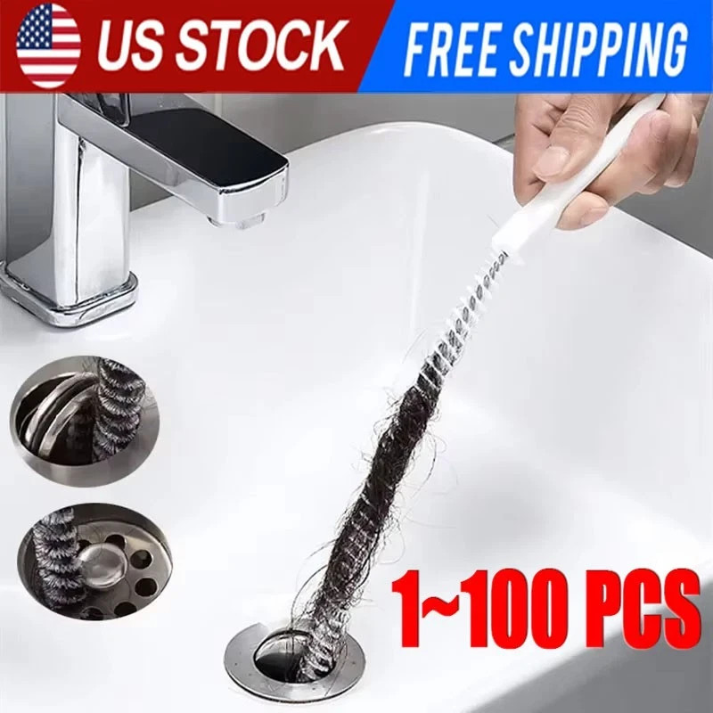 Pipe Dredging Brush Bathroom Hair Sewer Sink Cleaning Brush Drain Cleaner Flexib gallery