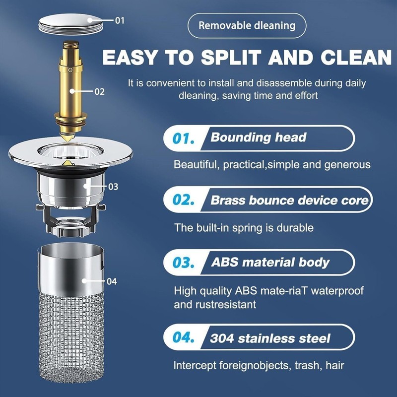 Washbasin Drainer Universal Type Copper Core For Water Leakage Plug Of Filter gallery