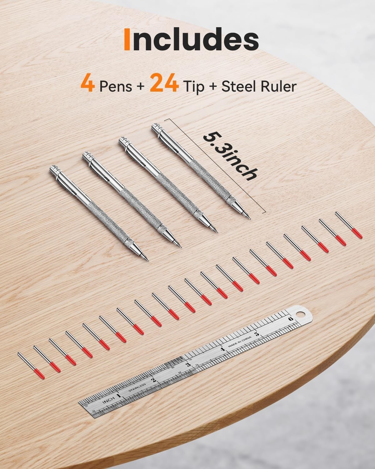 4 Pack Tungsten Carbide Scriber with Magnet Metal Scribe with Extra 24 Mark Nibs gallery