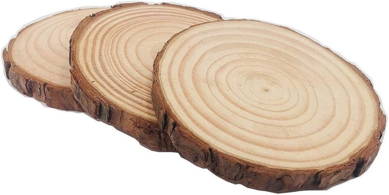 10 Pcs Pre-Sanded Pine Coasters (4.2-4.7 inches) - Ideal for Weddings & Crafts gallery