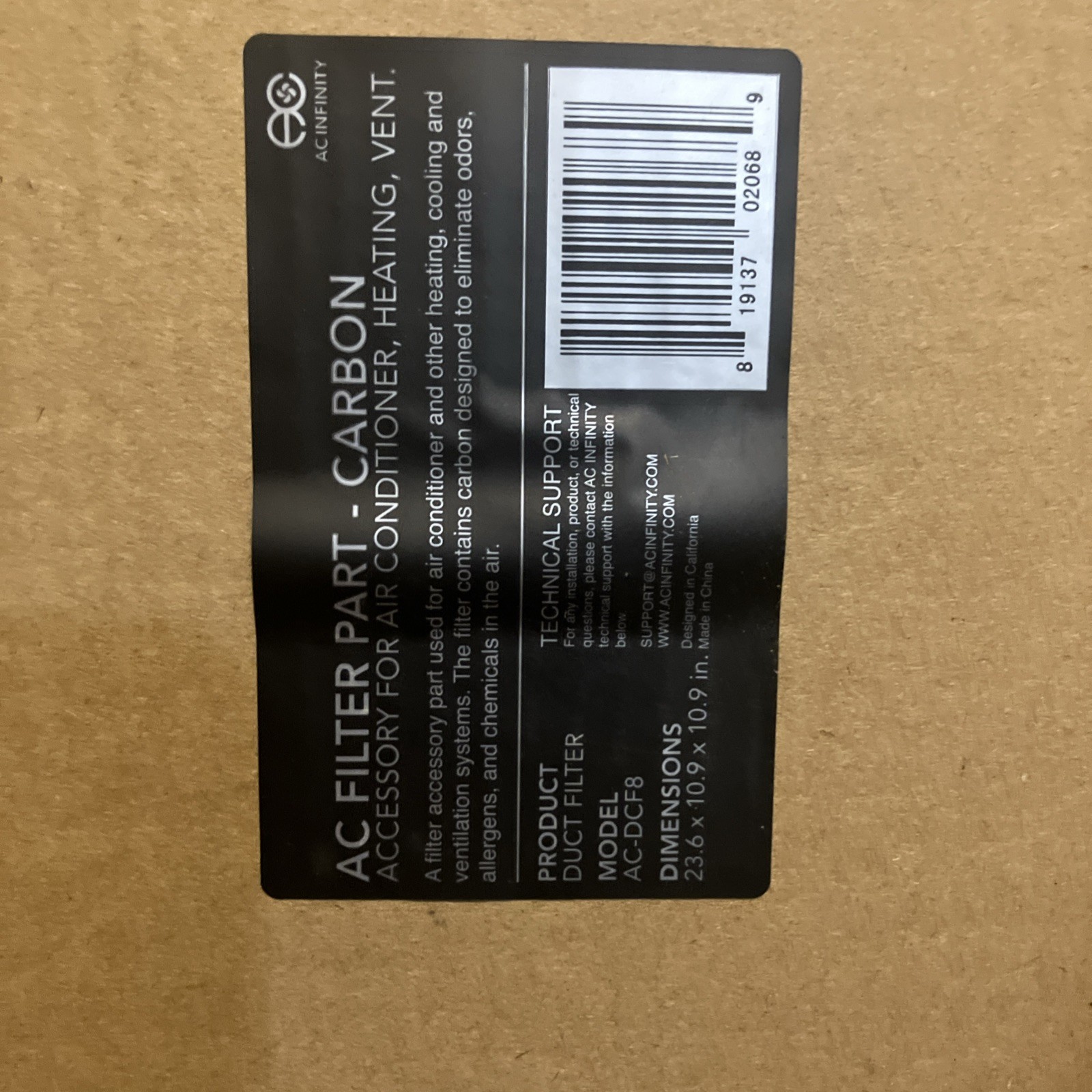 Air Carbon Filter 8", Australian Charcoal, Odor Control, Hydroponics, Grow Rooms gallery