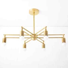 Adjustable 6 Arms Matte Brass Chandelier Light fixture Art Décor Pendent