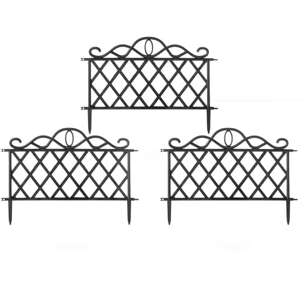 14 In. H Plastic Garden Edging Border Fence with Flower Bed Barrier (Set of 3) gallery