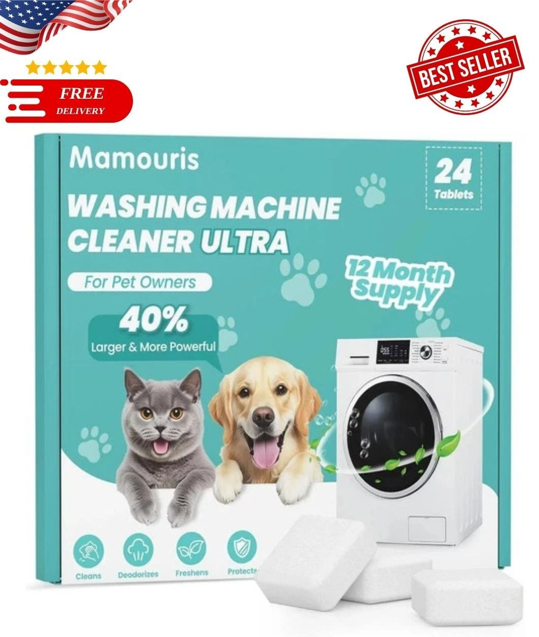 Uproot Clean Washing Machine Cleaner Tablets - 24 Pack for a 12 Month Supply. Fo gallery
