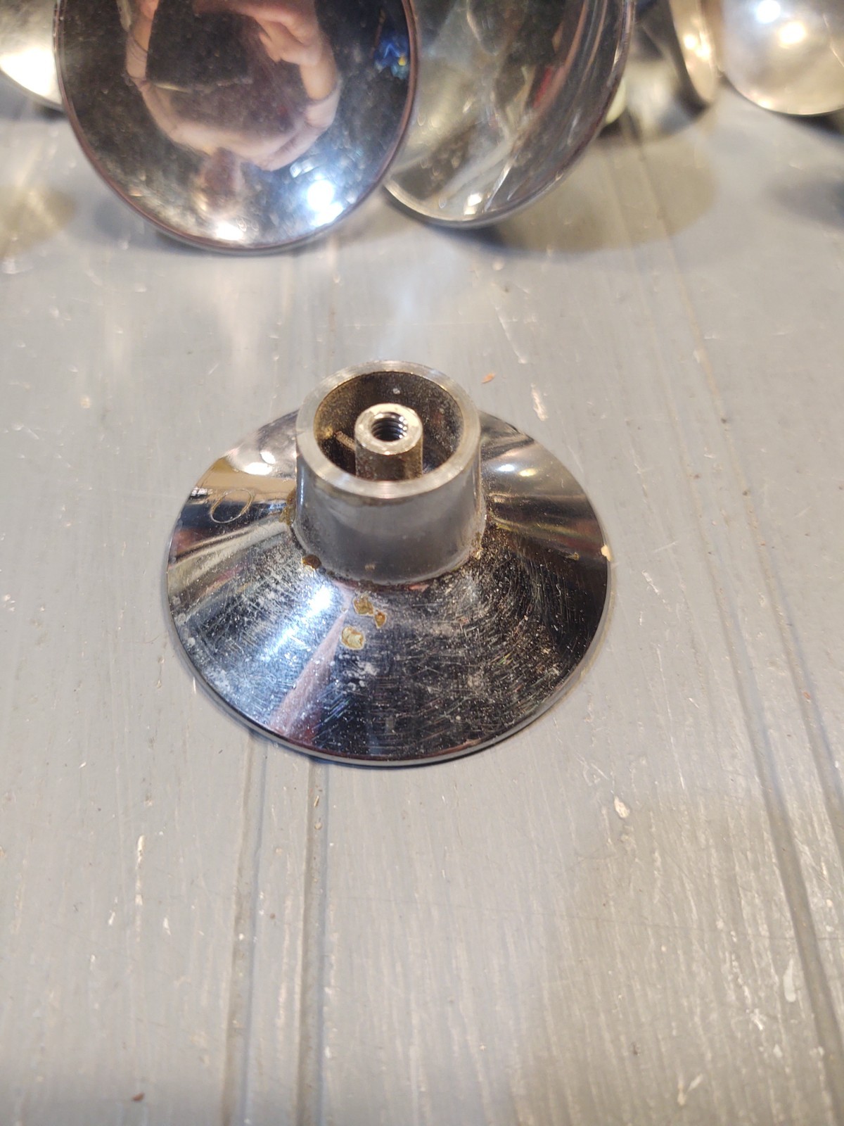 MCM 2" Round Concave Chrome Hardware Drawer Pulls knobs true vintage gallery