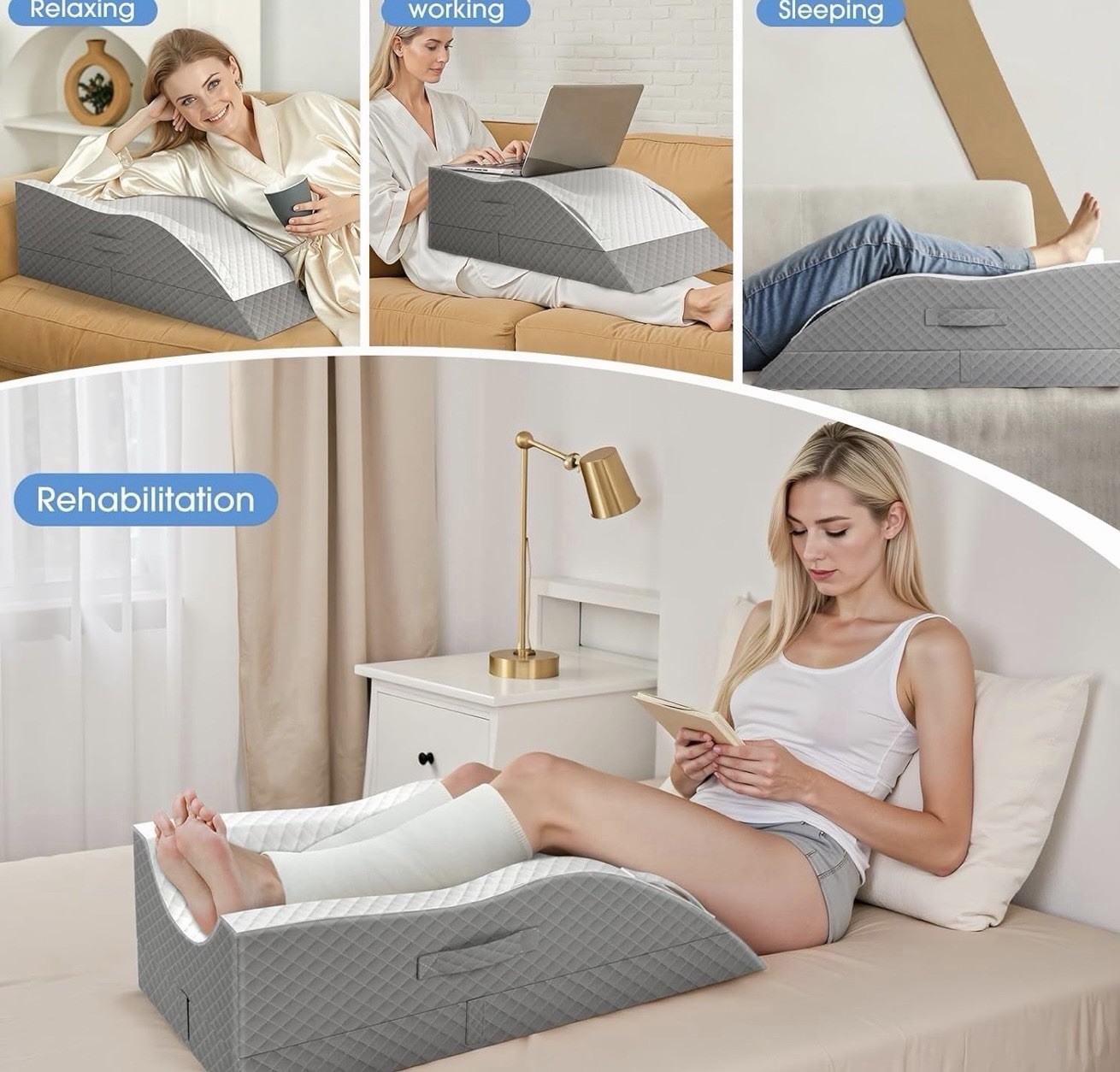 Elevation Pillows for Leg After Surgery, Memory Foam Adjustable Wedge Pillow gallery