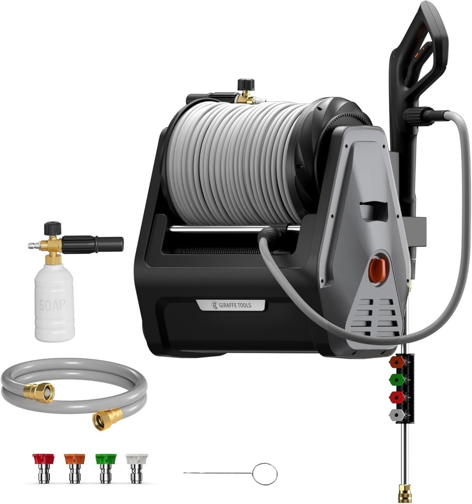 Giraffe Tools Retractable Electric Pressure Washer Plus, Max 2900 PSI 2.2 GPM