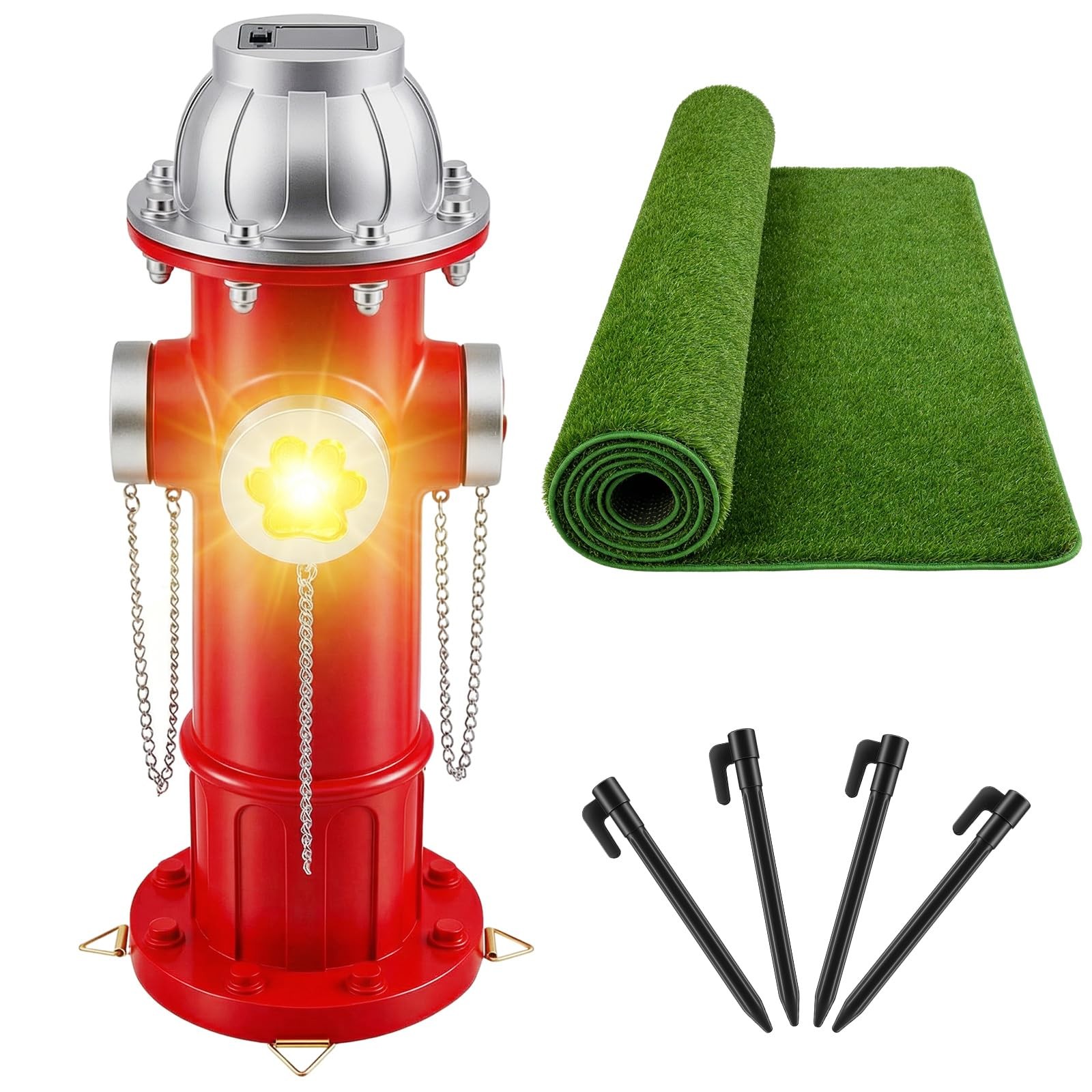Fake Fire Hydrant for Dogs to Pee On with Lawn Pad, 14.5" Solar Light Dog Fir... gallery