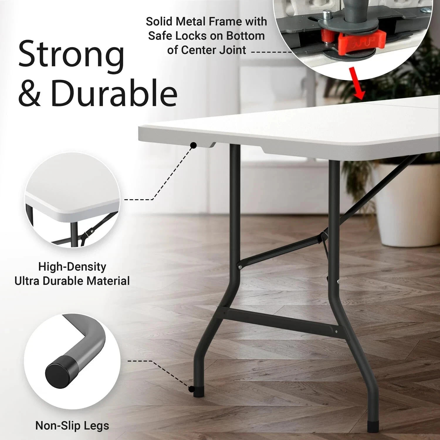 Used 6-Ft Plastic Folding Table - Ideal for Indoor/Outdoor Dining & Party Use gallery