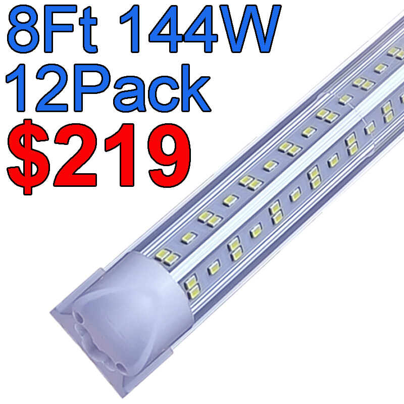 8Ft LED Shop Light 144W 4 Row 96 Inch Cooler Door Freezer LED Tube Fixture 12 PC gallery