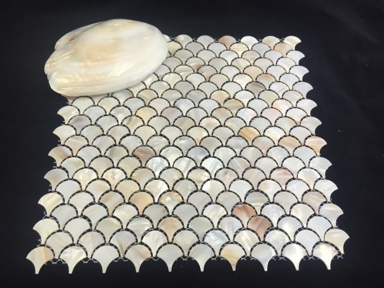 11PCS Natural Fish Scale Shell Mosaic Kitchen Backspalsh Shower Fan Wall Tile gallery