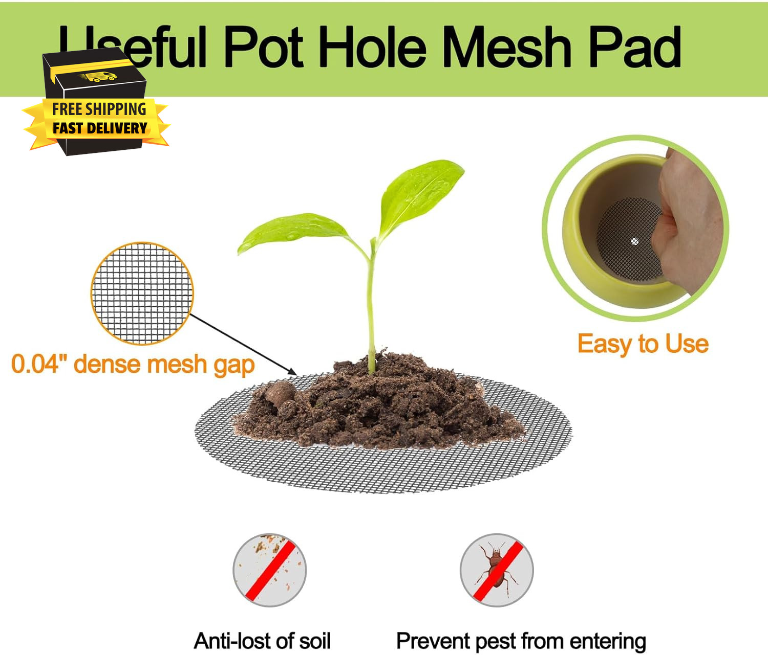 Bonsai Mesh for Plant Pot Drainage Screen 2 3 4 Inch Assorted Sizes, 100 Pcs Pla gallery