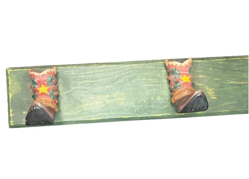 Western Cowboy Boot Coat Rack Wall Hooks Rustic Farmhouse Hat Jacket Holder gallery