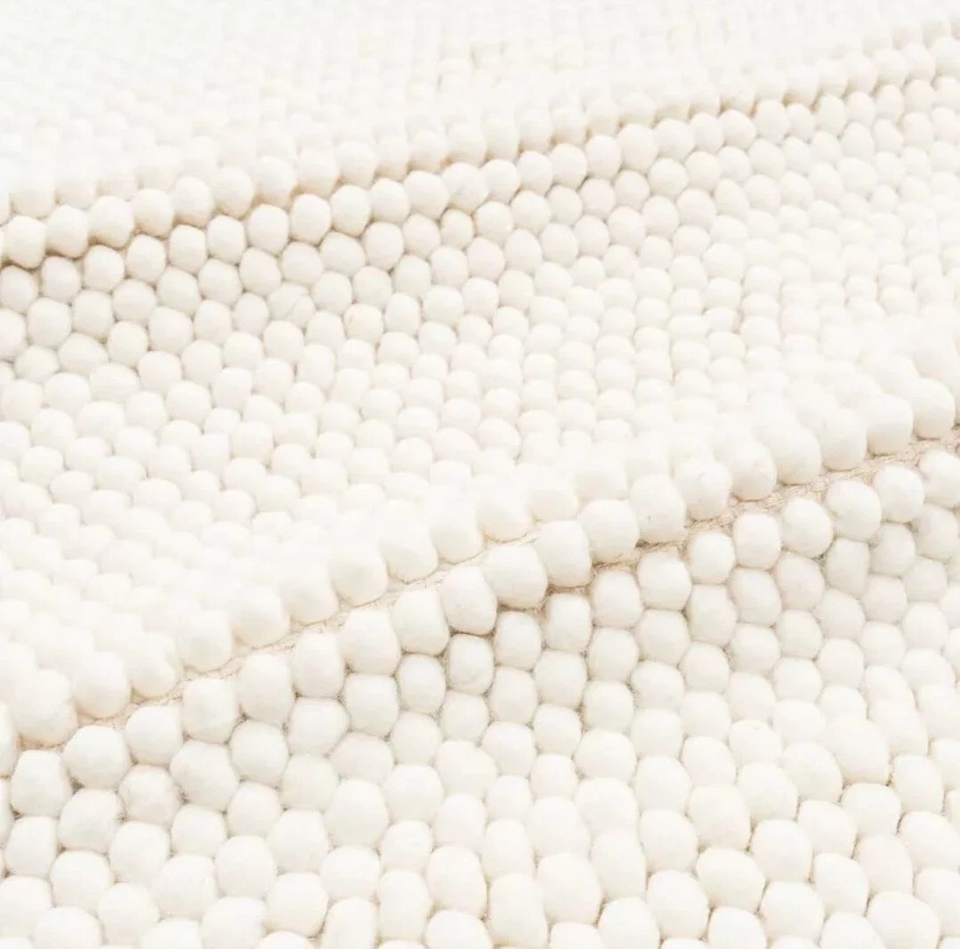 Handwoven Ivory/Off White Chunky Wool Area Rug Scandinavian Modern Design Rug gallery