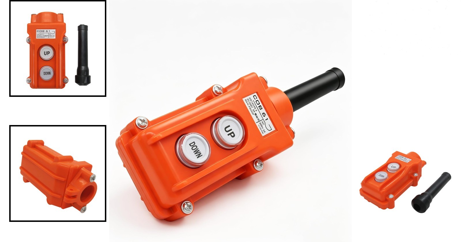 Durable Wall-Mounted Push Button Switch for Electric Hoists - Orange, Rated gallery