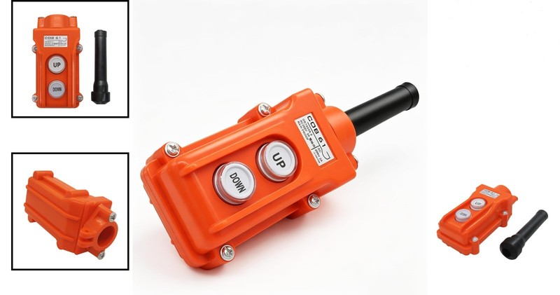 Durable Wall-Mounted Push Button Switch for Electric Hoists - Orange, Rated gallery