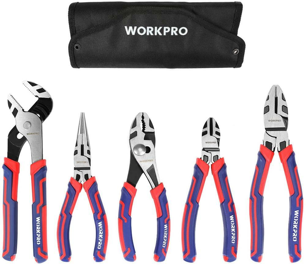 WORKPRO 5 PIECE Pliers Set Premium Construction Linesman Plier w/Storage Pouch gallery