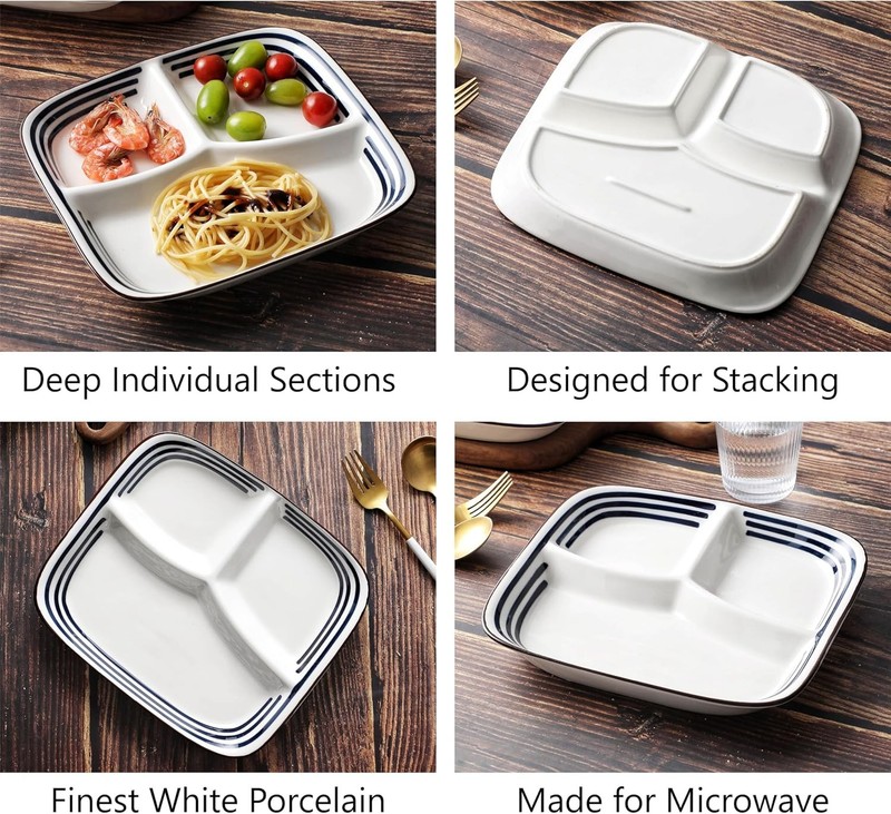 10-Inch Ceramic Portion Control Plate Healthy Meal Balance (Adult Diet Divided gallery