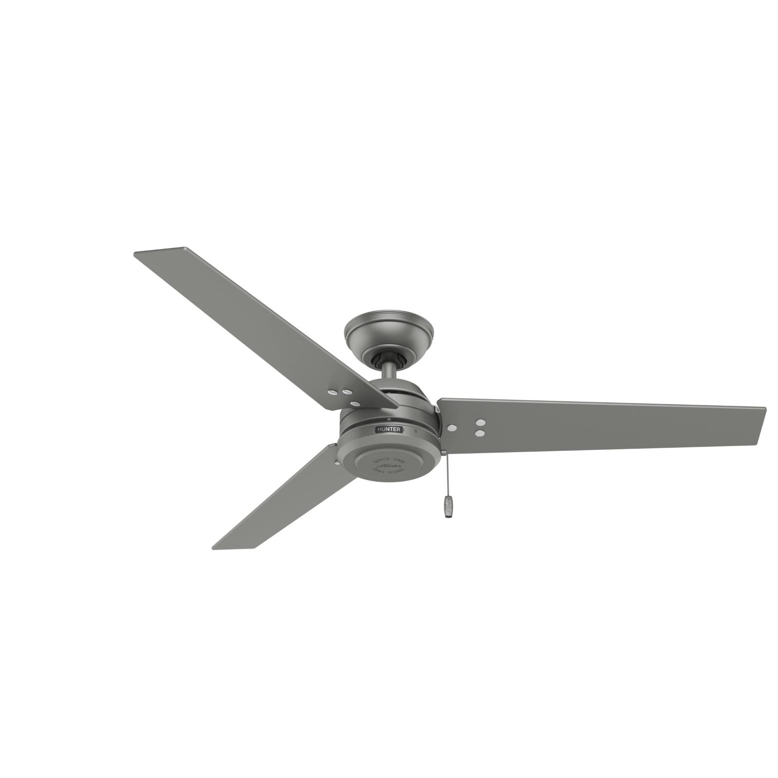 Hunter Cassius 52" Ceiling Fan Indoor Outdoor Matte Silver Rustic Design New gallery