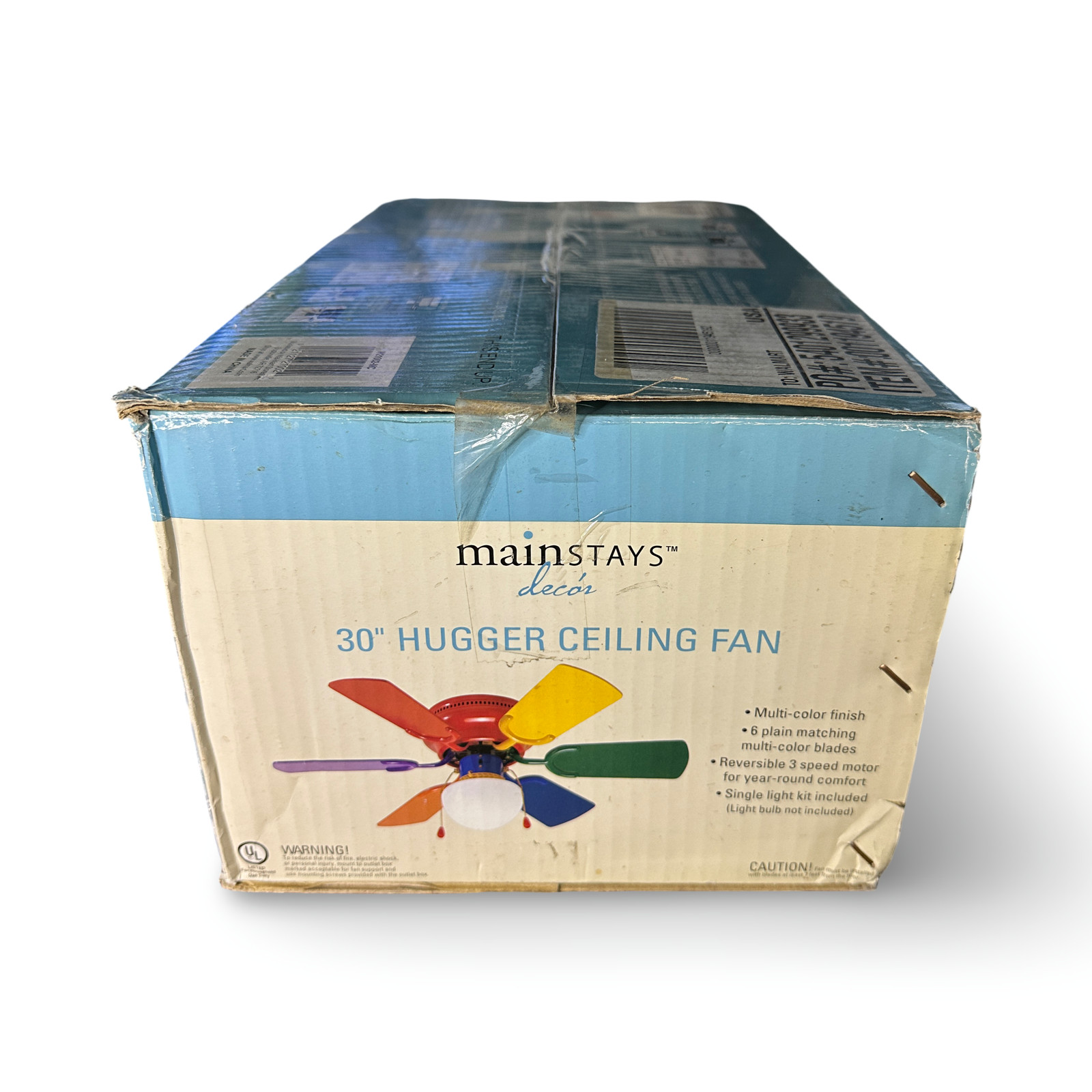 Mainstays 30” Hugger Ceiling Fan Multi Color Blades Light Retro Room Decor 90’s gallery