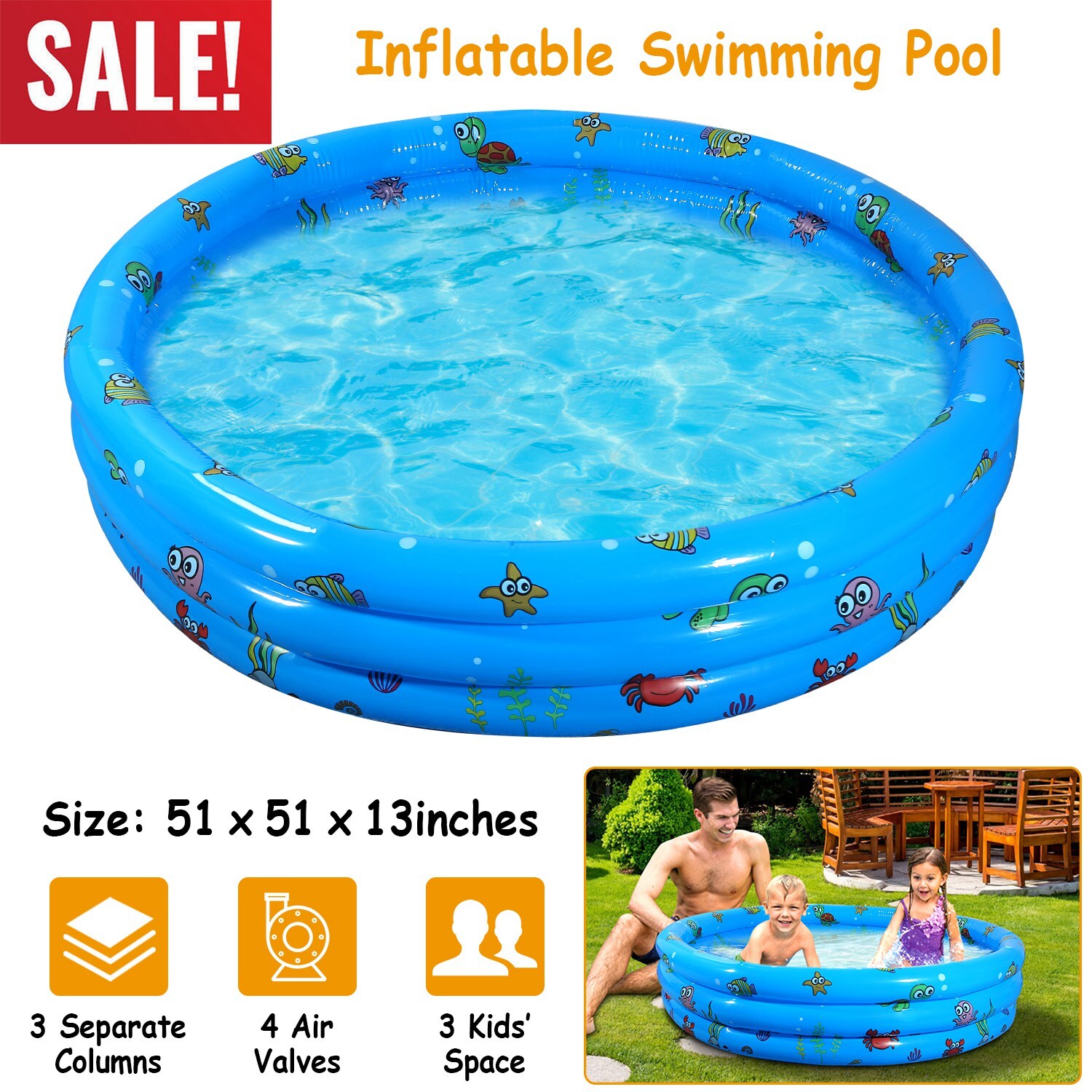 Inflatable Pool PVC Swimming Pool for Kids Outdoor Garden Backyard Summer Party gallery