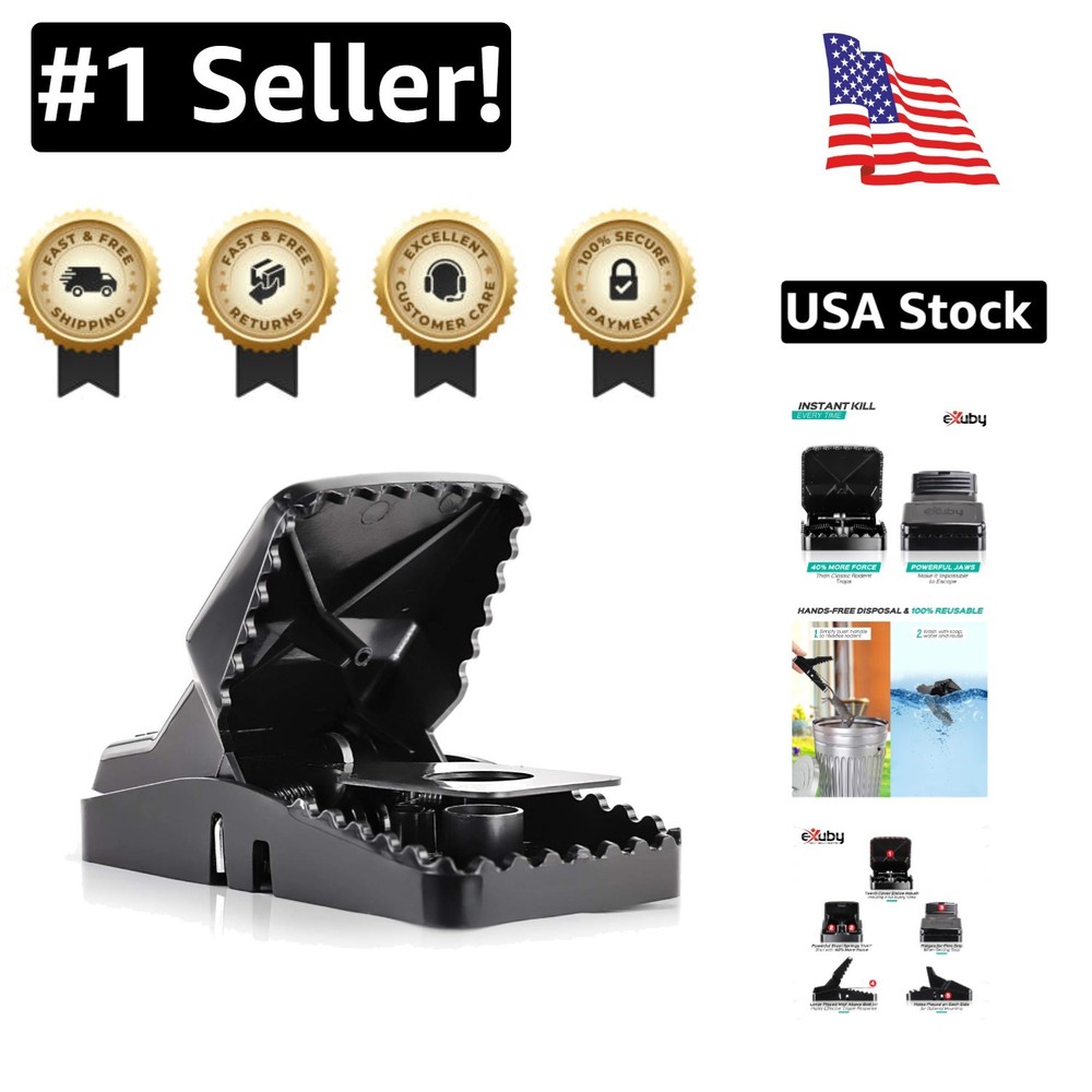 Large 4-Pack Rat Traps - Instant Kill with Reusable Design for Home Protection