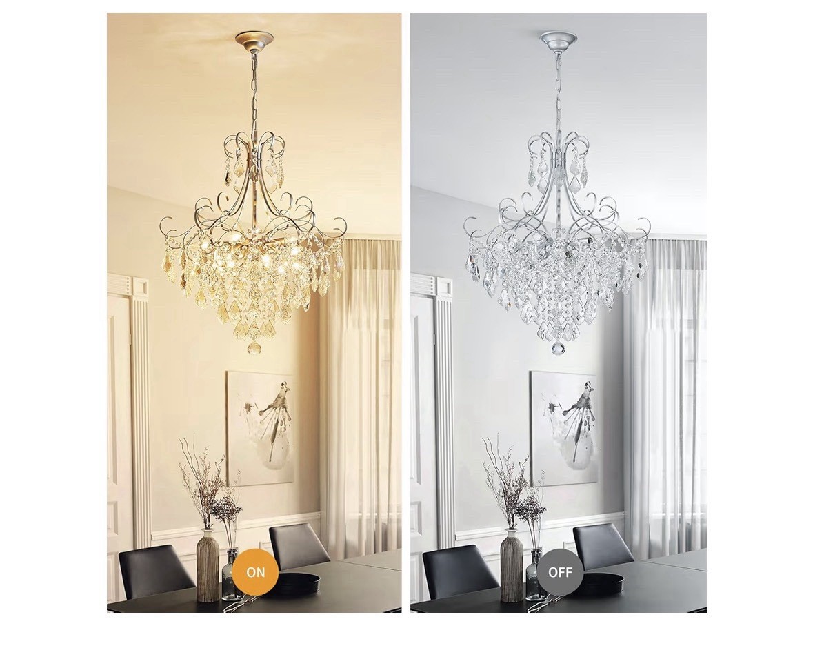 Crystal Chandelier 10-Light Pendant Ceiling Light Modern Lighting Fixture Silver gallery