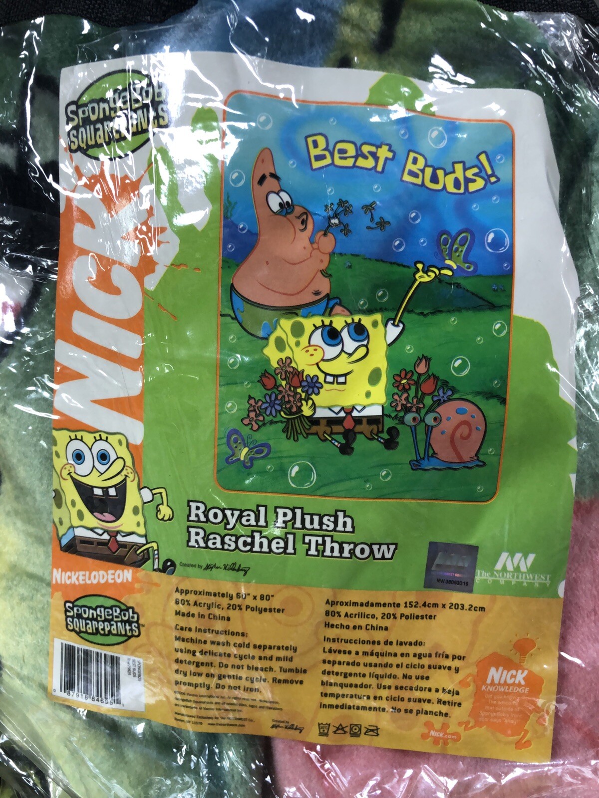 BRAND NEW OFFICIAL NICKELODEON SPONGE BOB TWIN SIZE ACRYLIC 60X80 BLANKET gallery