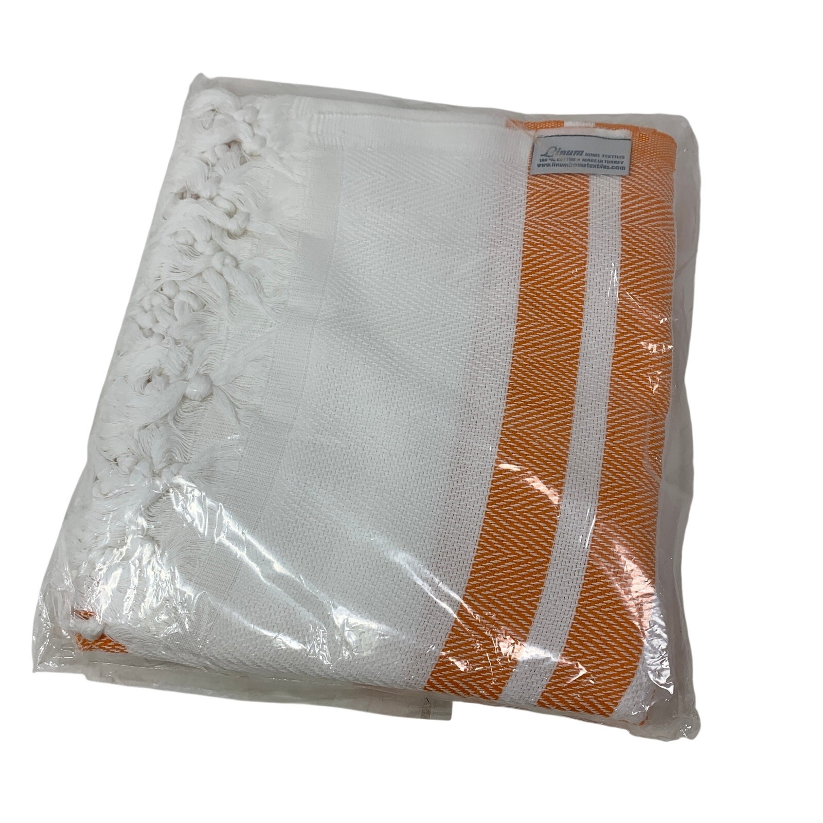 Linum Home Textiles Turkish Towel Orange White Striped NEW gallery