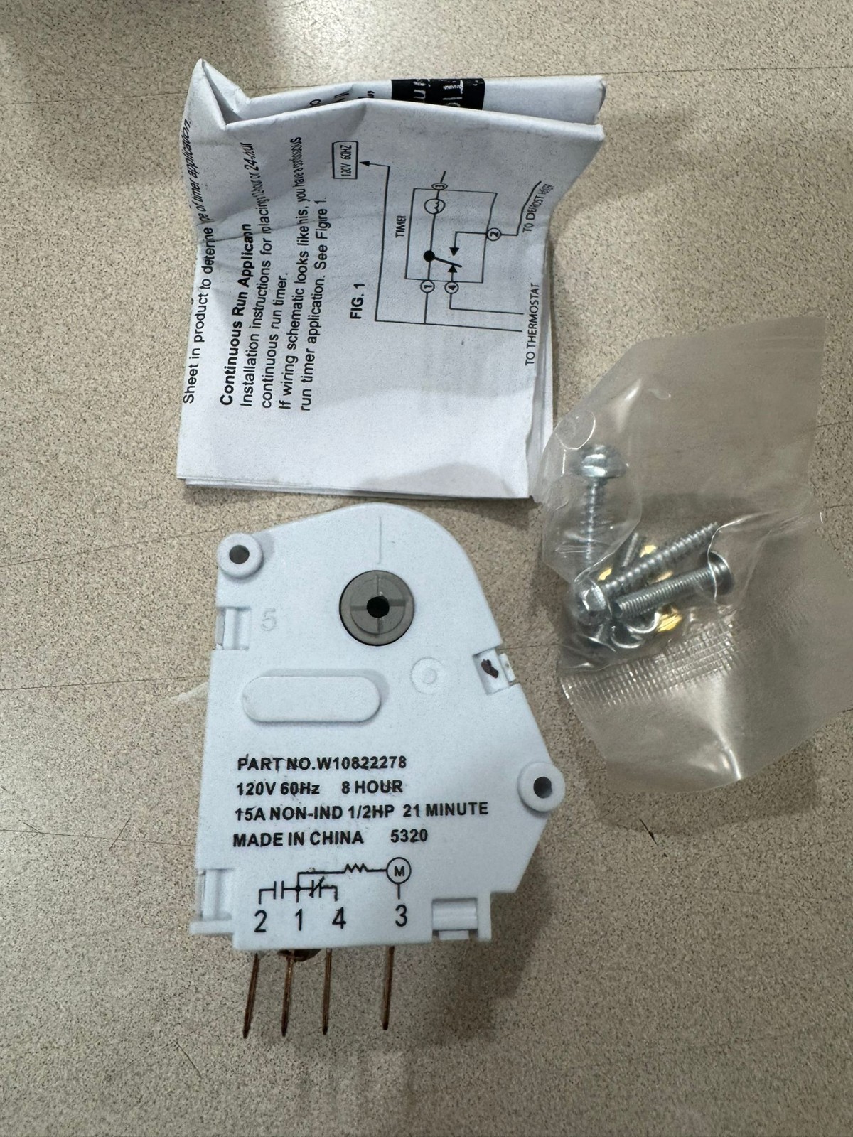 482493, W10822278 Defrost Timer Kit Whirlpool, Kenmore Refrigerator gallery