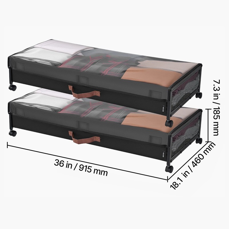 VEVOR Under Bed Storage with Wheels 36 x 18.1 x 7.3 Inch Rolling Storage Bags gallery