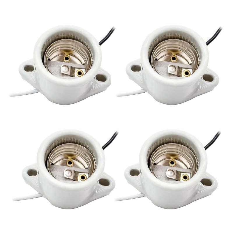White Light Sockets 4 Pack 660W E26/E27 Medium Base with 18AWG Wire Pigtail gallery