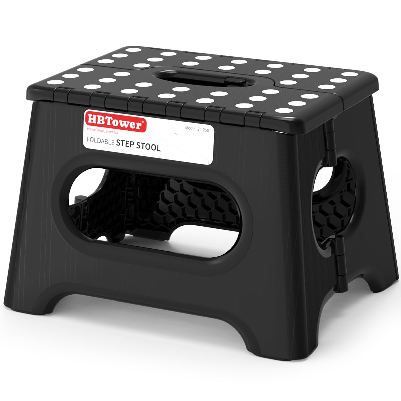 HBTower Folding Step Stool 9 Inch - Holds 600 lb, 9 (Pack of 1), Black gallery