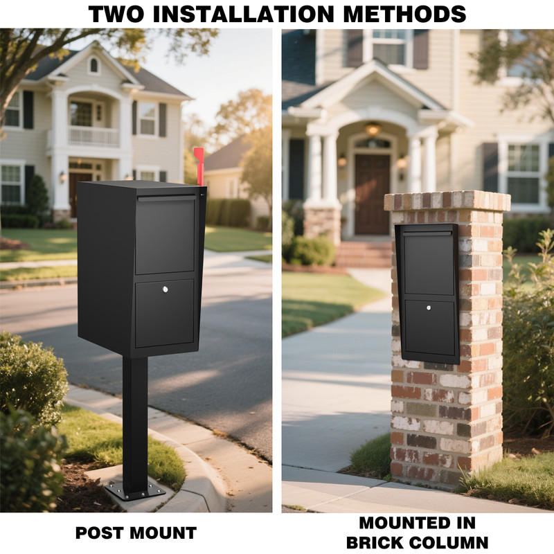 Curbside Locking Mailbox for Packages, Street Large Mailbox Post Mount - Black gallery