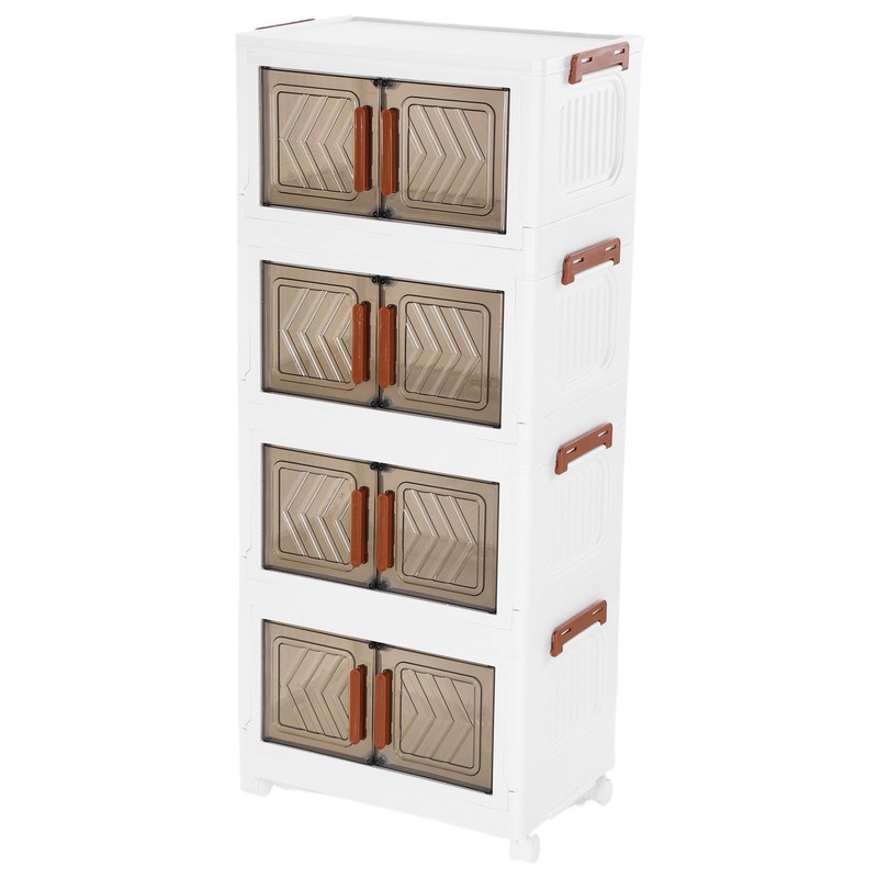 4 Tier Stackable Storage Bins with Lids Doors Wheels Storage Drawer (Clear) gallery