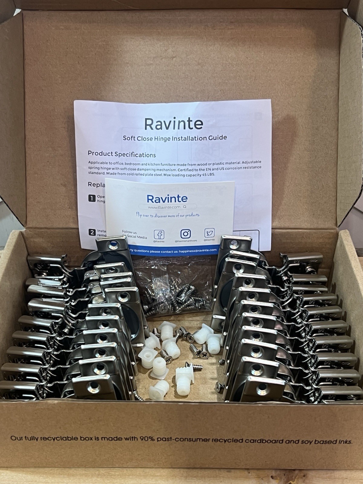 Ravinte 5/8 Inch Overlay Cabinet Hinges Soft Close Hidden Door 22 ( 11 Pair) gallery