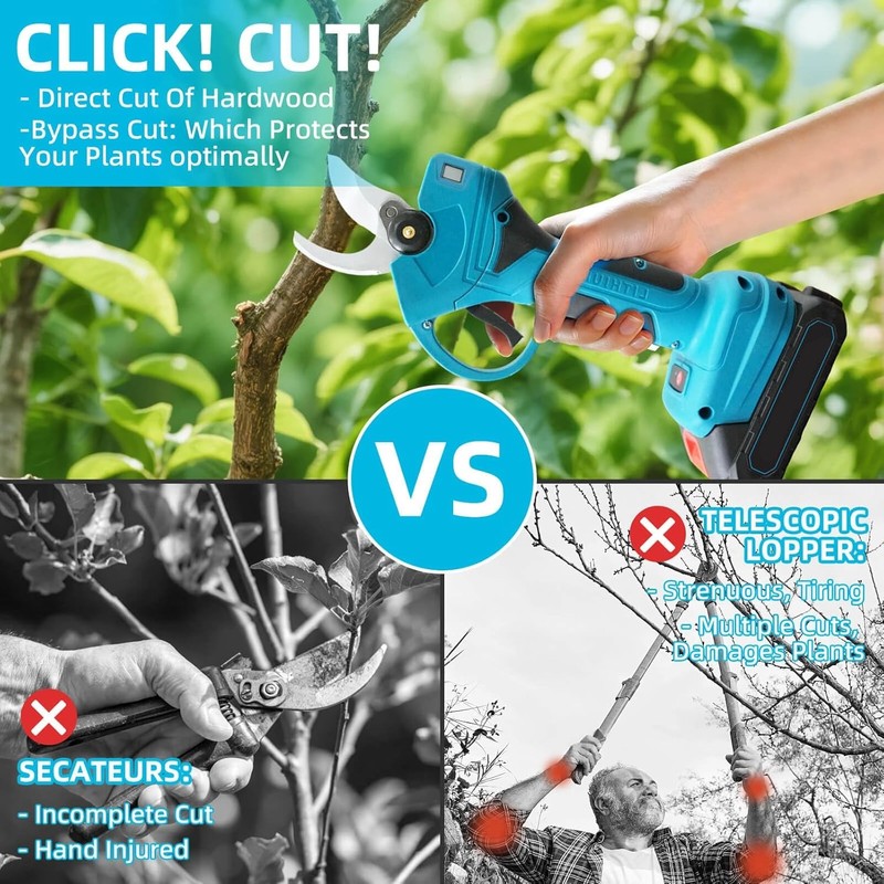 2-IN-1 Brushless Pole Pruning Shear 15ft Reach 1.2" Cutting Diameter W/2 Battery gallery