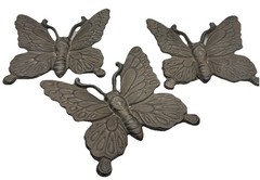 Rustic Cast Iron Wall Decor 6.5″ Butterfly Sculpture Figurine Set Of 3 Decor
